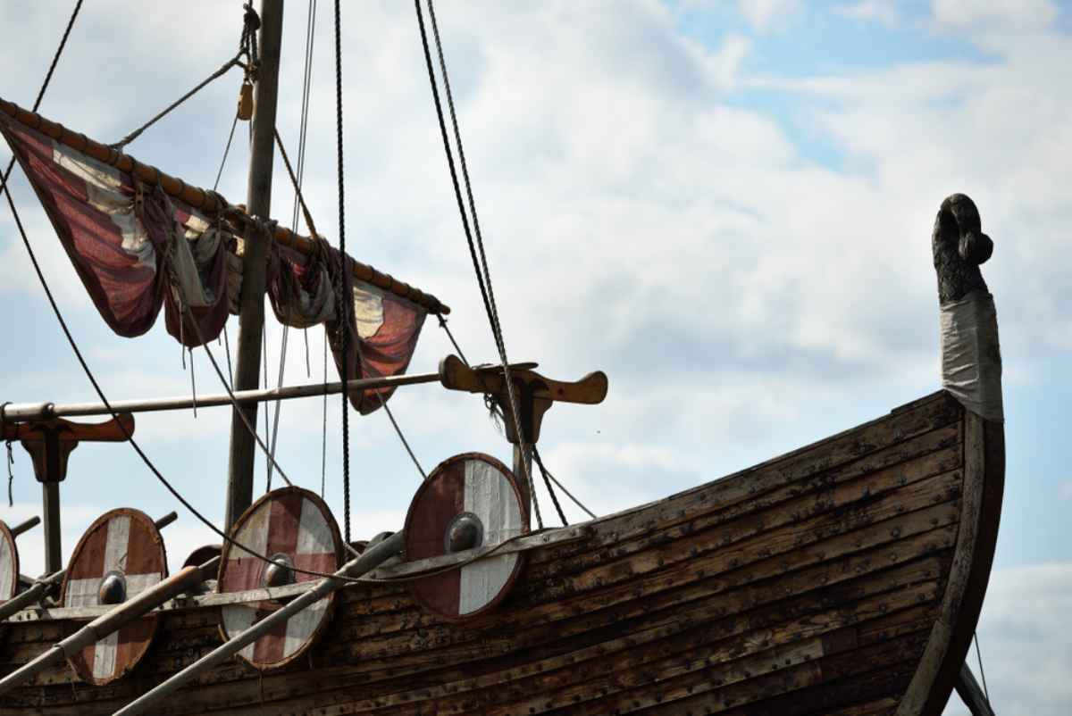 A replica of a drakkar Viking ship 