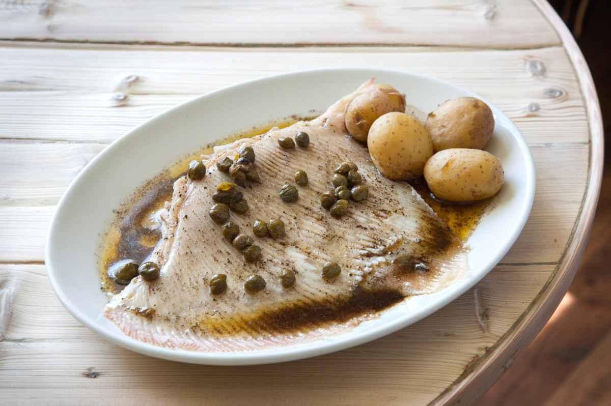 Plate of Icelandic skate with boiled potatoes