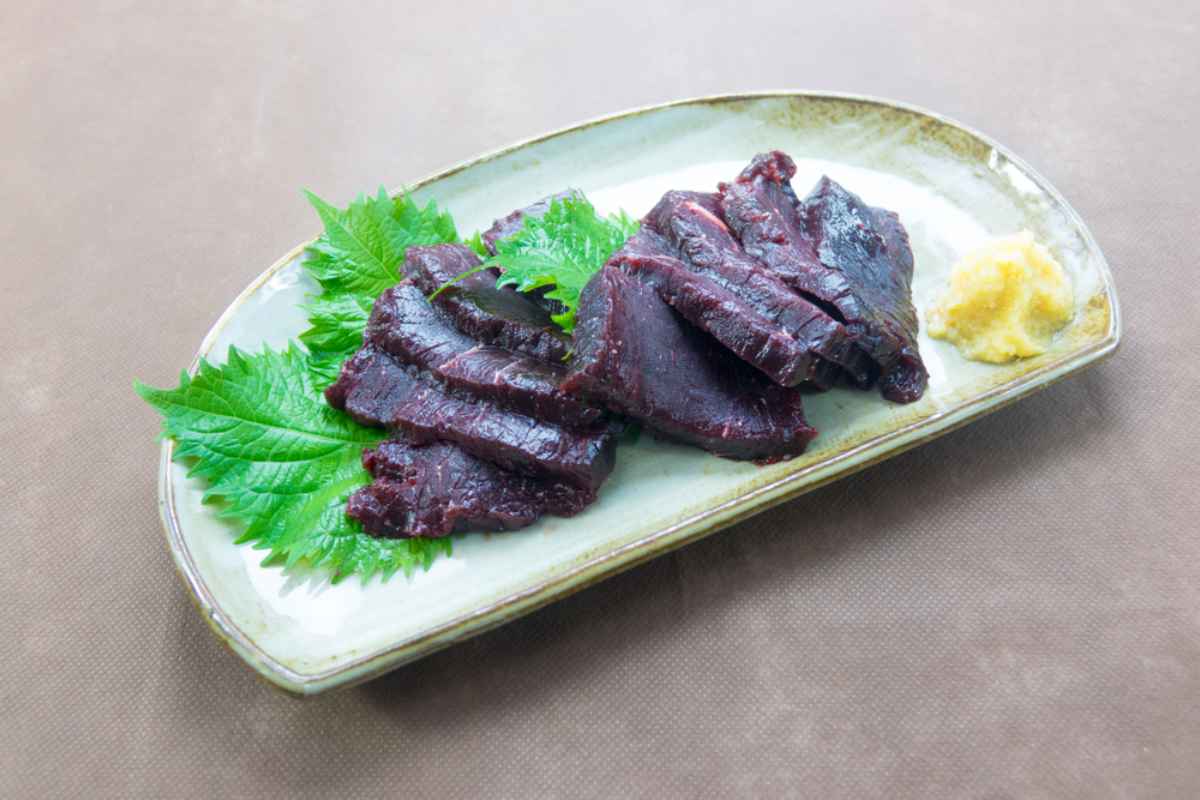 slices of whale meat served along with butter