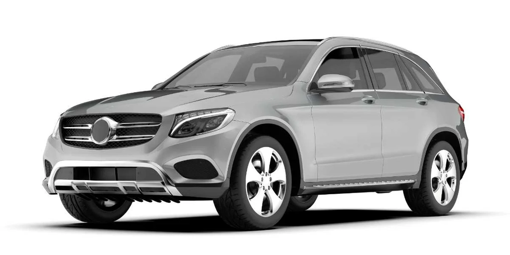 A premium silver SUV with a sophisticated design, showcased in a studio setting with a white background. The SUV features a sleek front grille, stylish headlights, and large alloy wheels, emphasizing its luxurious and modern aesthetic. The vehicle is captured from a three-quarter front view, highlighting its refined curves and premium build quality.