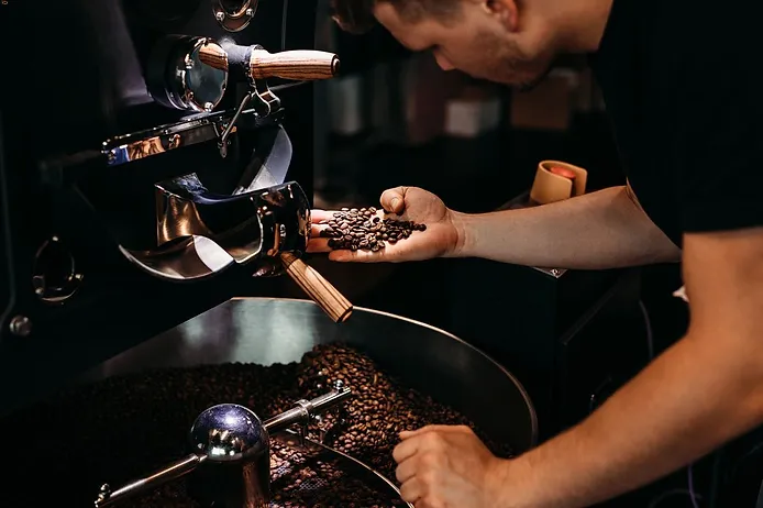 Fairtrade coffee beans being roasted