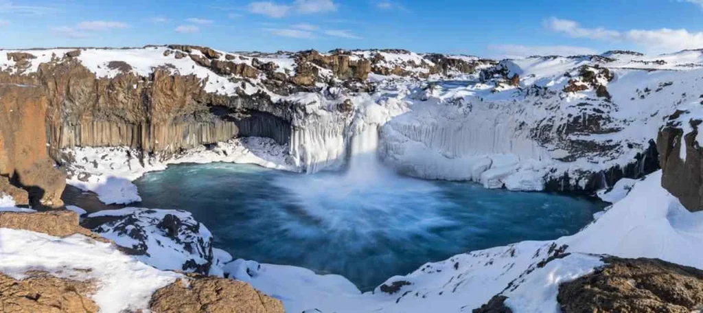 Aldeyjarfoss Waterfall in Winter