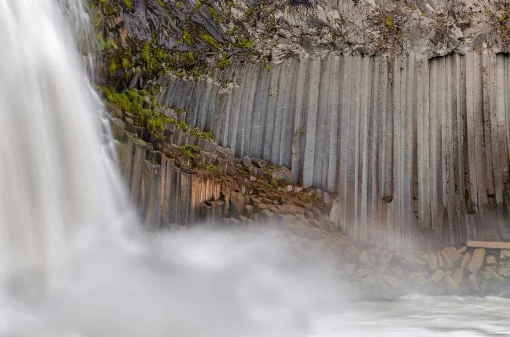 Basalt columns in Aldeyjarfoss Waterfall