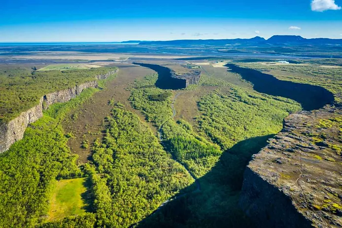 Aerial views of Asbyrgi Park