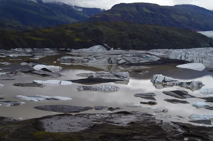 Hoffellsjokull glacial lakes in Iceland