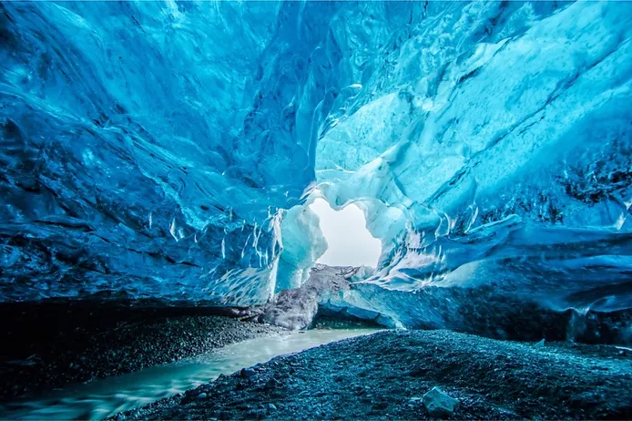 interior of an intense Blue Ice Cave