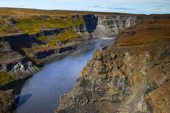 aerial view to Jökulsárgljúfur Canyon