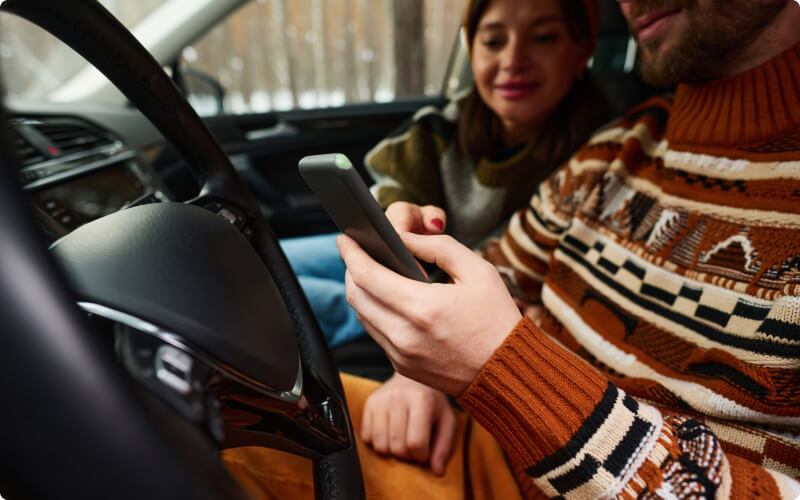 tourist driving their rental car in Iceland