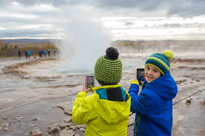 Kids enjoying the Golden circle route