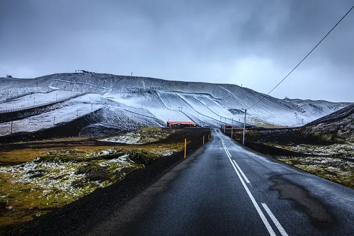 views of a ski station in iceland from the distance