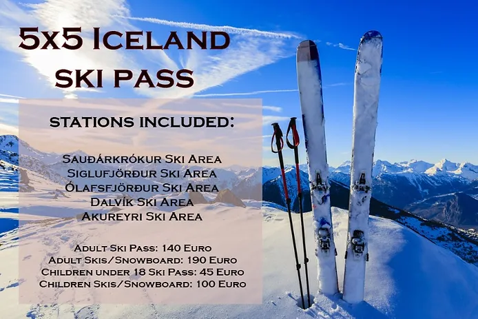 Promotional banner for an ski pass in Iceland