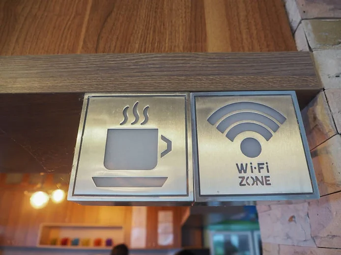 WIFI zone sign at a café