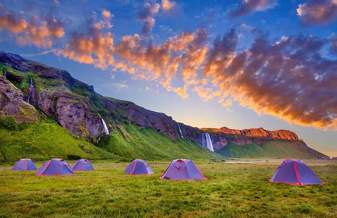 Tents camping in Iceland in may