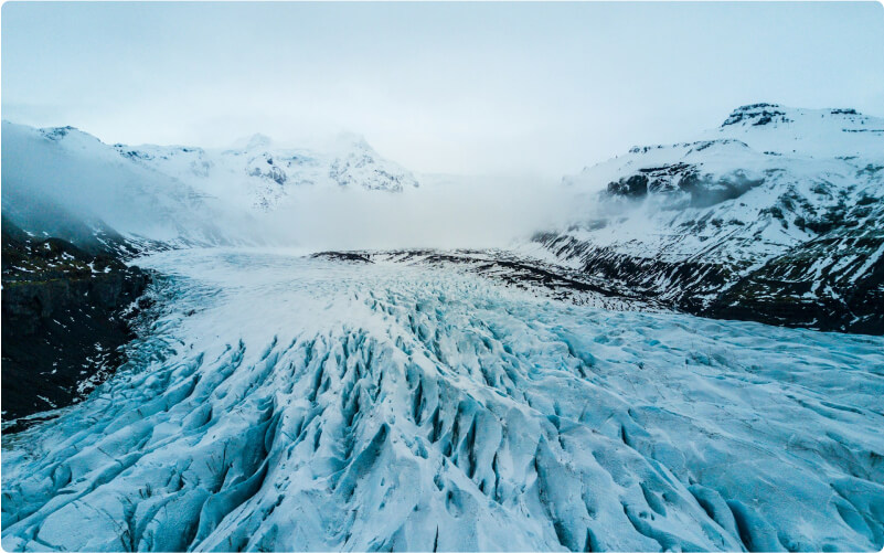 A stunning view of the skaftafell glacier