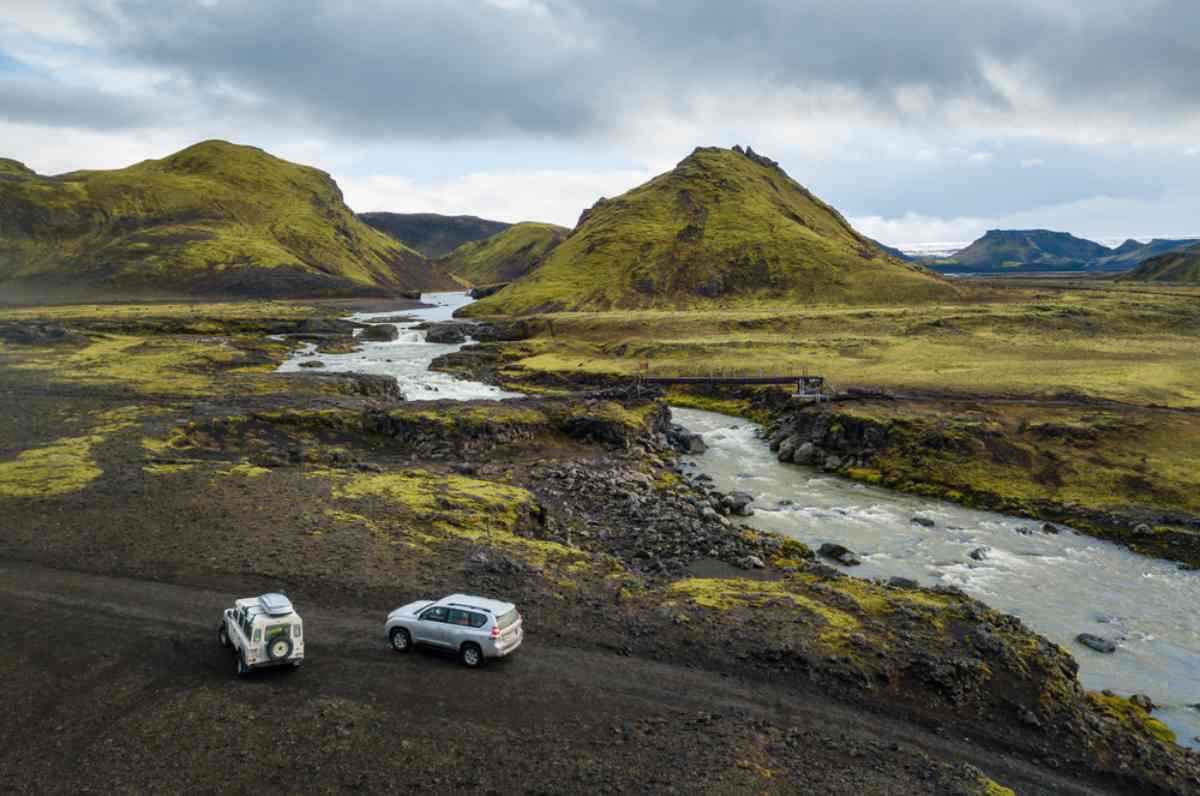 4x4 cars on the F210 route in Iceland