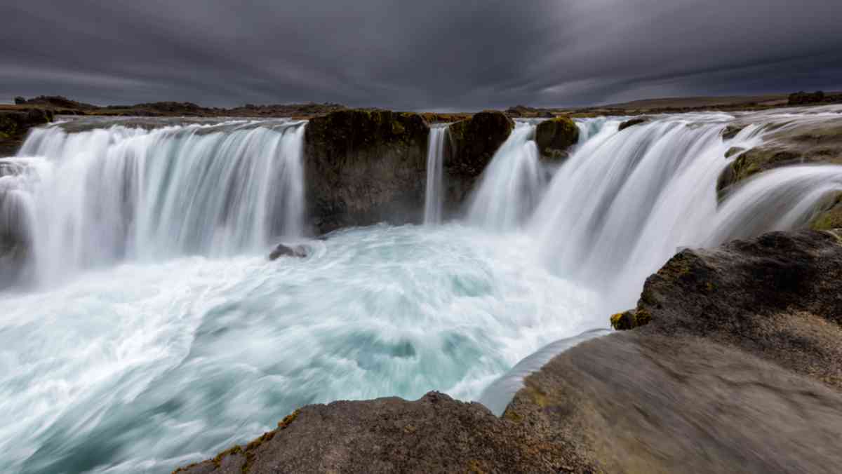 hrafnabjargafoss waterfall tumbling down