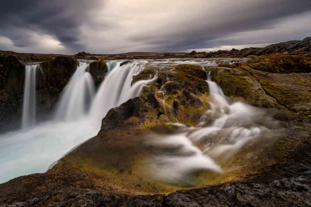 Hrafnabjargafoss waterfall aerial view