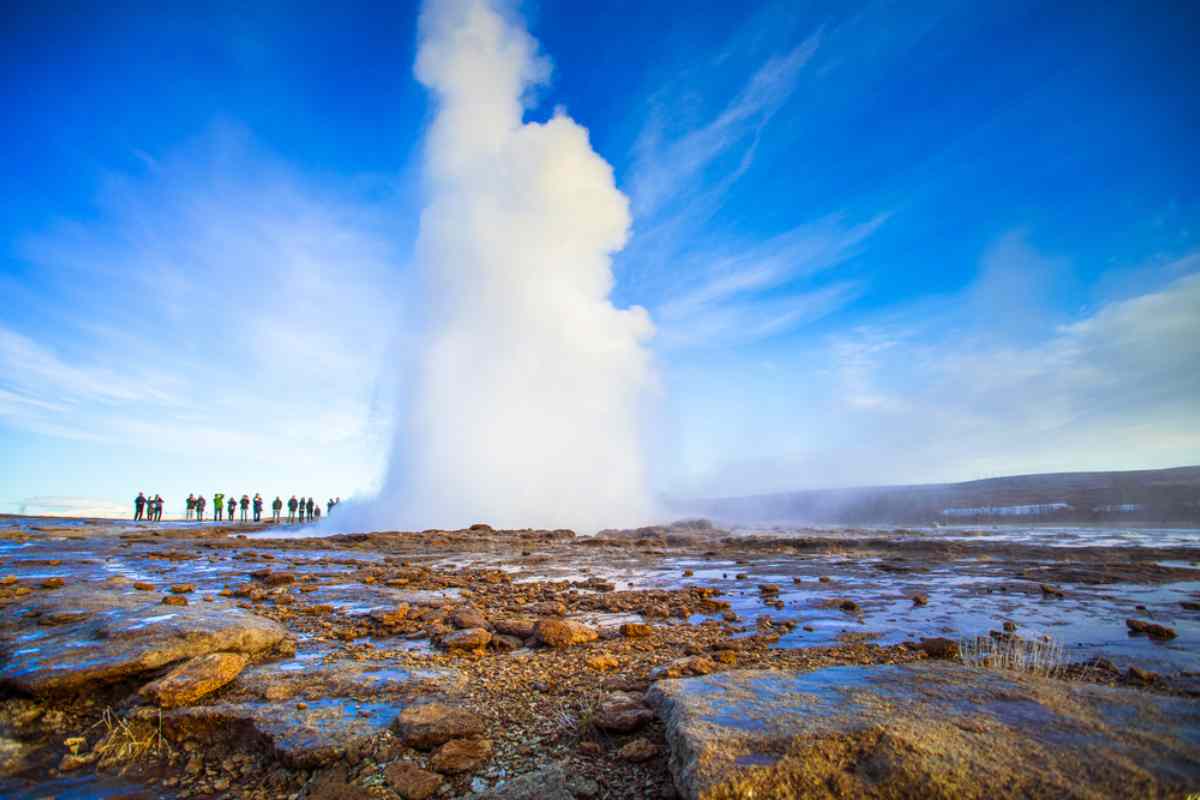 Strokkur geysir erupting at the Golden Circle Self-Drive tour