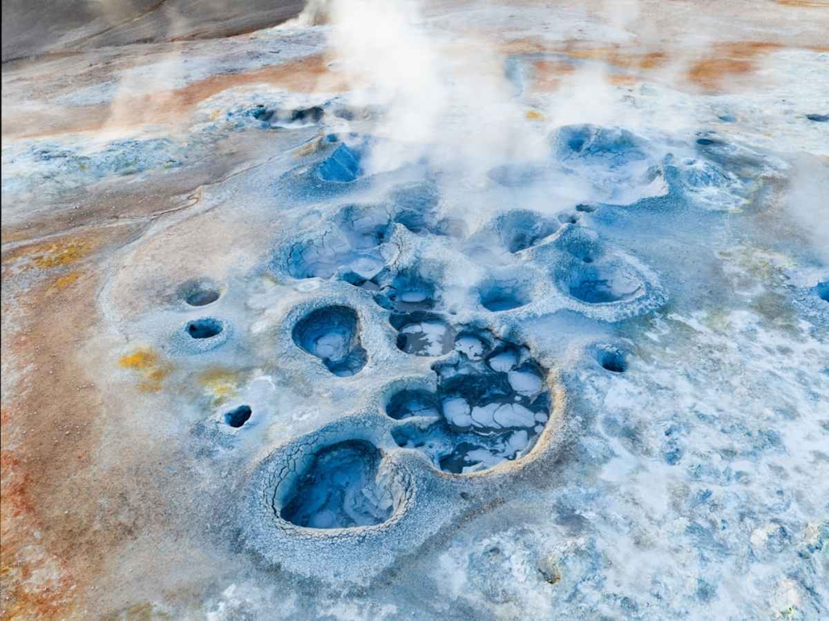 Impressive fumaroles and mud pots by Krafla volcano