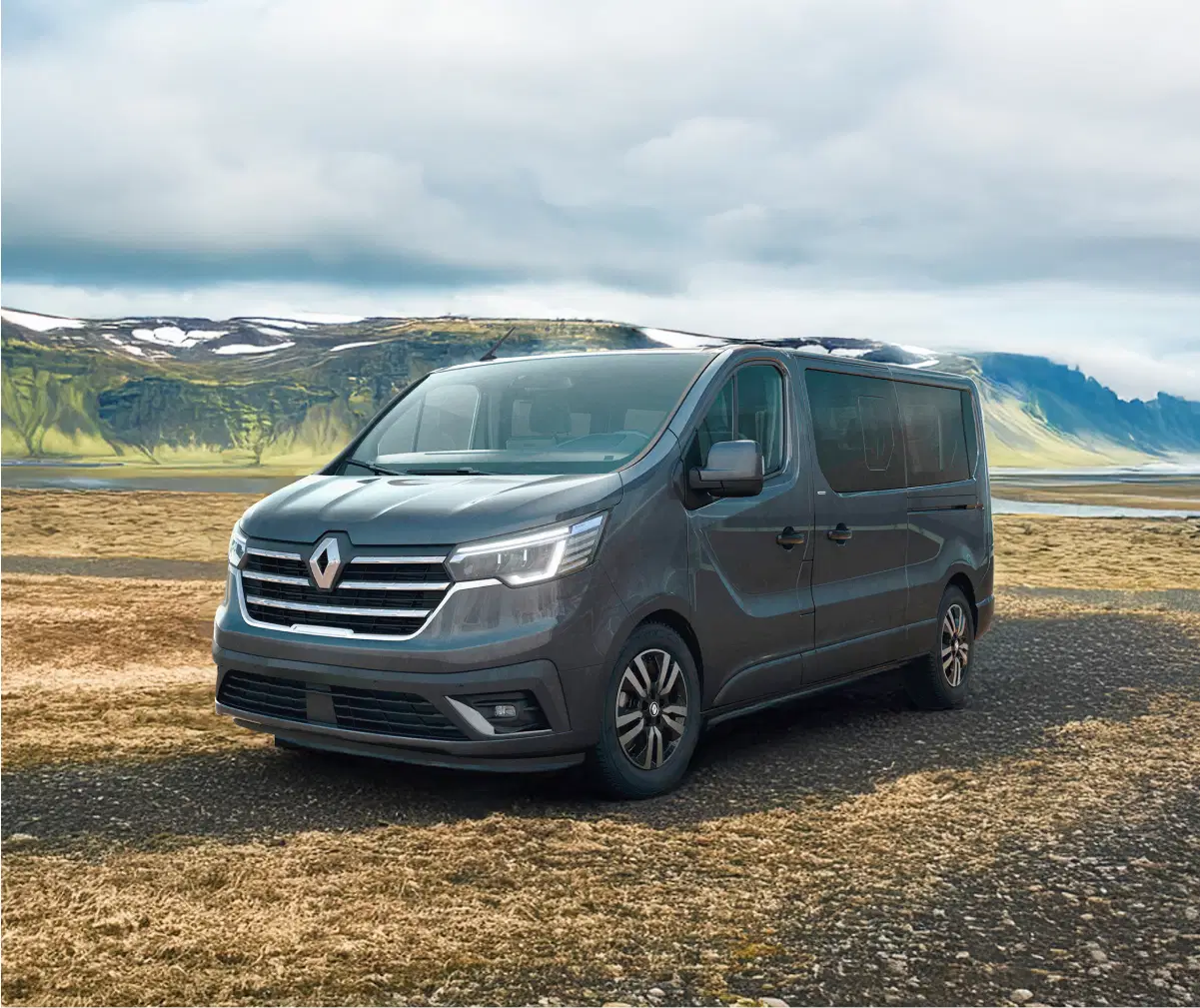 Renault Trafic Passenger Van in Iceland - Spacious, comfortable, and ideal for group travel while exploring Iceland’s stunning landscapes.