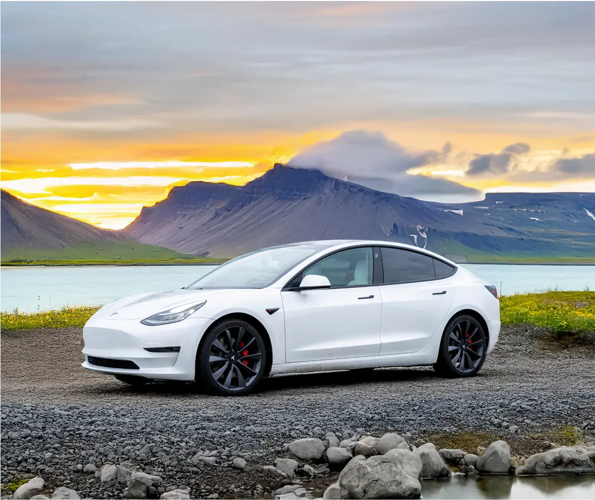 Tesla Model 3 in Iceland - Eco-friendly, high-performance electric car for sustainable travel while exploring Iceland’s breathtaking landscapes.